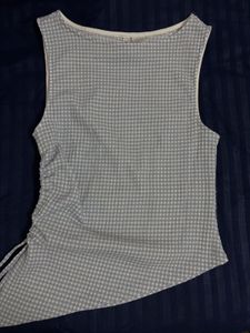 Gingham Check Sleeveless Ruched Top