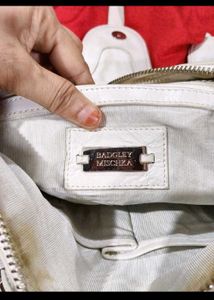White Leather Satchel Handbag