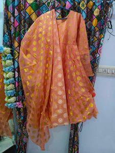 Elegant Peach Kurta Set with Dupatta