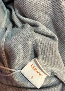 Grey Ribbed Cropped Polo Top