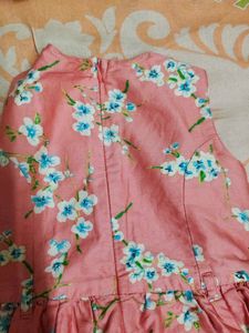 Cute Pink Floral Bird Print Dress