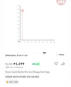 Rose Gold Butterfly Sui Dhaga Earrings