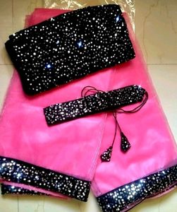 Sparkly Pink Party Saree with Belt