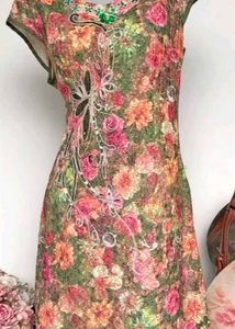 Embellished Floral Print Sheath Dress