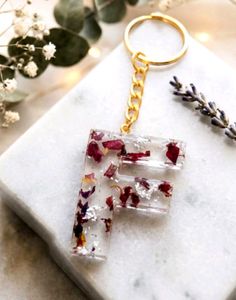 Handmade Resin Letter F Keychain