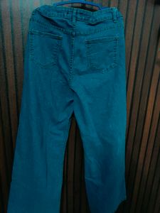 Teal Wide-Leg Denim Jeans