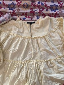 Ruffled Cream Tiered Blouse
