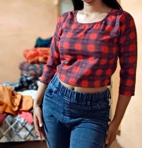 Red Plaid Crop Top