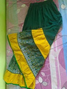 Elegant Green &amp; Yellow Dress Material