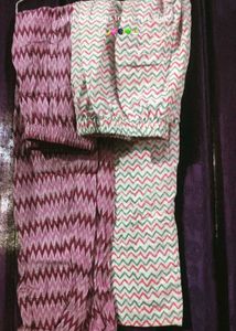 Vibrant Chevron Print pant Set