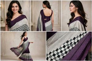 Elegant Purple & Grey Saree