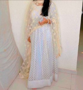 Elegant White Lace Anarkali Gown