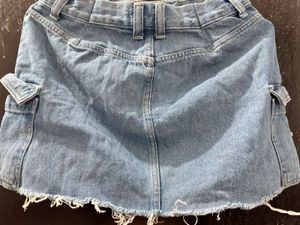 Denim Cargo Mini Skirt