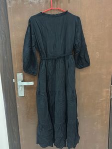 Elegant Black Broderie Midi Dress