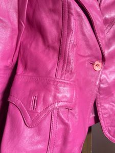 Y2K rose / hot pink leather blazer / jacket