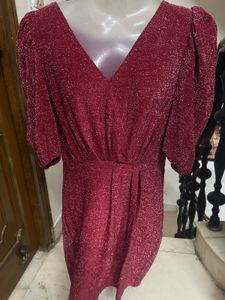 Sparkly Red V-Neck Dress