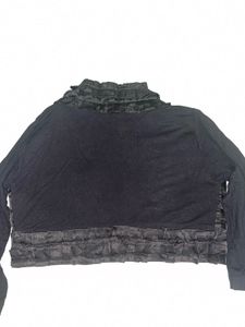 Black Ruffle Detail Open Front Shrug/Outer