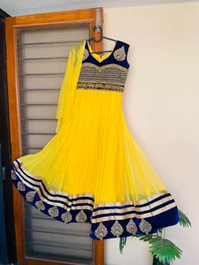 Elegant Yellow Anarkali Kurta set