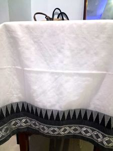 White Saree with weaving Geometric Border