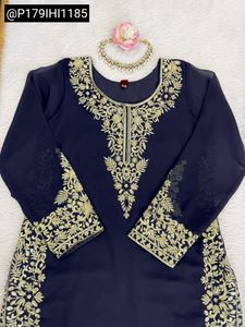 Heavy Work Navy Blue Kurta Set