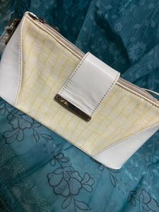 Chic Cream & White Clutch Bag