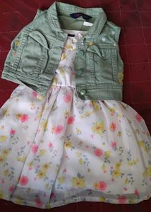 Floral Dress with Denim Vest for kids girl