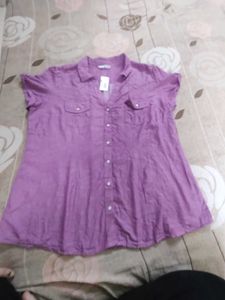 Purple Button-Up Tunic Top