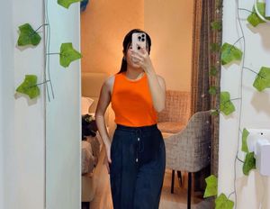 Ribbed Orange Tank Top
