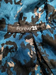 Blue Floral Print Sheer Dress
