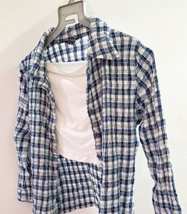 Blue Textured Shirt (Only Shirt)