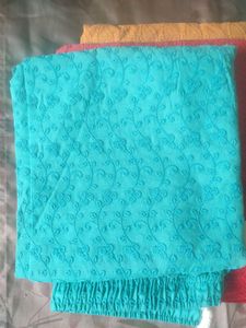 Blue Embroidered Cotton 1 Pants
