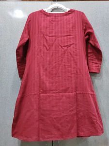 Maroon Embroidered Kurta