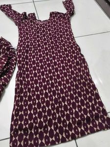 Stylish Maroon Geometric Print Kurta Set