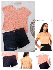Peach Lace Top & Shorts Set