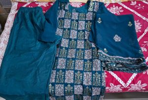Beautiful Teal Kurta Set with Dupatta