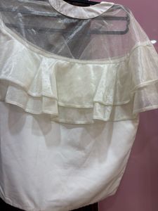 White Ruffled Organza Top