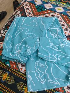 Turquoise Printed Shirt &amp; Pants Set