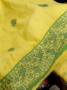 Yellow Embroidered Kurti