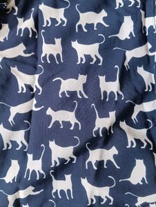 Cute Cat Print Navy Blue Top