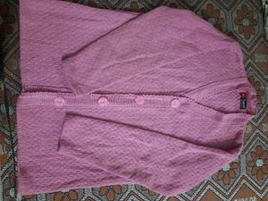 Pink Knit Cardigan Woman Sweater
