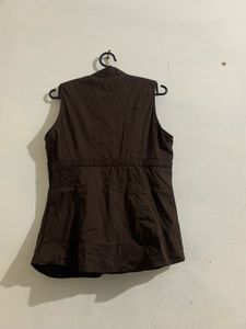 Women's Sleeveless Brown Top with Belt