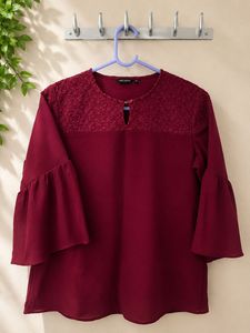 Maroon Embroidered Top