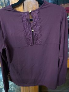 Vero Moda Burgundy Lace Trim Top