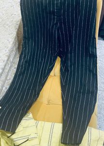 Yellow Kurta with Striped Pants