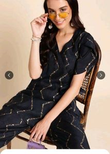 Elegant Black & Gold Kurta Set