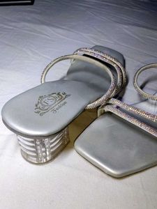 Sparkling Silver Block Heels