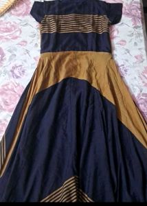 👗Stylish Blue &amp; Ochre Gown dress