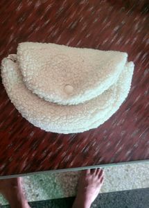 Cream Sherpa Clutch with Chain