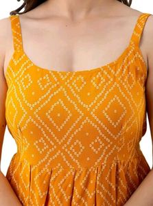 Stylish Yellow Bandhani Print Kurti Top