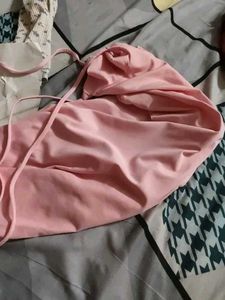 Pink Bodycon Maxi Tie Up Dress